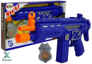 Zestaw Policyjny Pistolet Odznaka Granatowy Dźwięk Efekty Świetlne 37cm LEAN TOYS