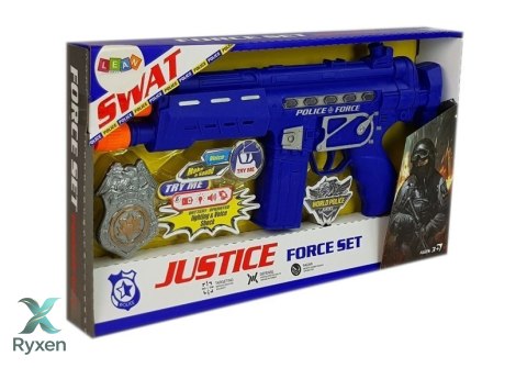 Zestaw Policyjny Pistolet Odznaka Granatowy Dźwięk Efekty Świetlne 37cm LEAN TOYS