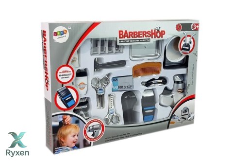 Zestaw Salon Fryzjerski Dziecięcy Barber Suszarka Maszynka Akcesoria Srebrny LEAN TOYS
