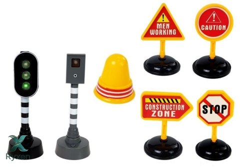 Zestaw Wywrotka 1:14 Znaki Drogowe Światła Fotoradar Żółta LEAN TOYS