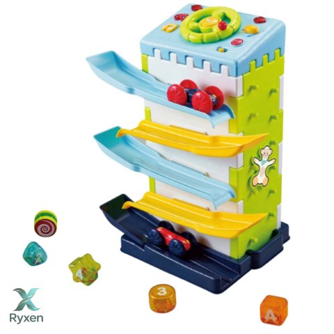 Zjeżdżalnia Blok Tor Edukacyjny z Autkami Sorter Światła Dźwięki LEAN TOYS