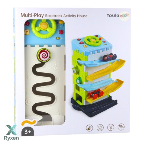 Zjeżdżalnia Blok Tor Edukacyjny z Autkami Sorter Światła Dźwięki LEAN TOYS