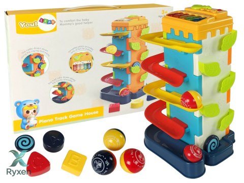 Zjeżdżalnia Piłeczek Blok Edukacyjny Sorter z Pianinkiem LEAN TOYS