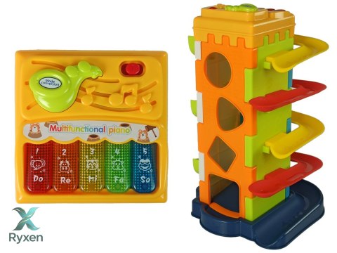 Zjeżdżalnia Piłeczek Blok Edukacyjny Sorter z Pianinkiem LEAN TOYS