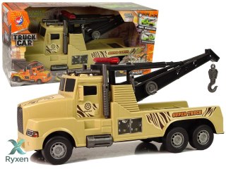 Auto Ciężarówka Holownik Pomoc Drogowa 1:10 Lina Wojskowy Brązowy LEAN TOYS