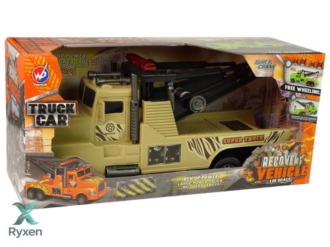 Auto Ciężarówka Holownik Pomoc Drogowa 1:10 Lina Wojskowy Brązowy LEAN TOYS