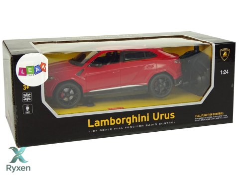 Auto R/C 1:24 Lamborghini Urus Czerwony 2.4 G Światła LEAN TOYS