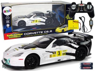 Auto Sportowe Wyścigowe R/C 1:18 Corvette C6.R Biały 2.4 G Światła LEAN TOYS