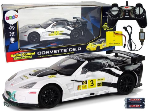 Auto Sportowe Wyścigowe R/C 1:18 Corvette C6.R Biały 2.4 G Światła LEAN TOYS