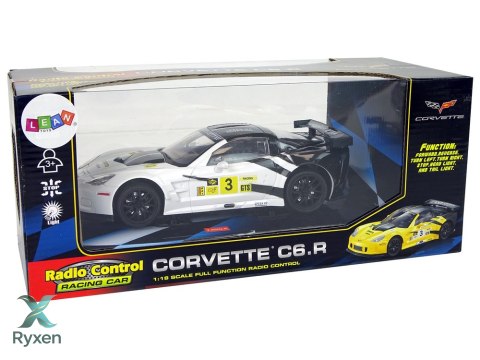 Auto Sportowe Wyścigowe R/C 1:18 Corvette C6.R Biały 2.4 G Światła LEAN TOYS