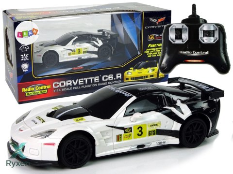 Auto Sportowe Wyścigowe R/C 1:24 Corvette C6.R Biały 2.4 G Światła LEAN TOYS