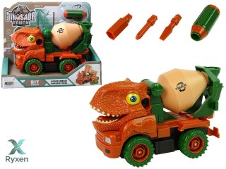Ciężarówka Betoniarka Dinozaur do Rozkręcania Pomarańczowy Akcesoria LEAN TOYS