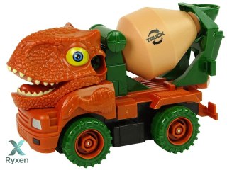 Ciężarówka Betoniarka Dinozaur do Rozkręcania Pomarańczowy Akcesoria LEAN TOYS