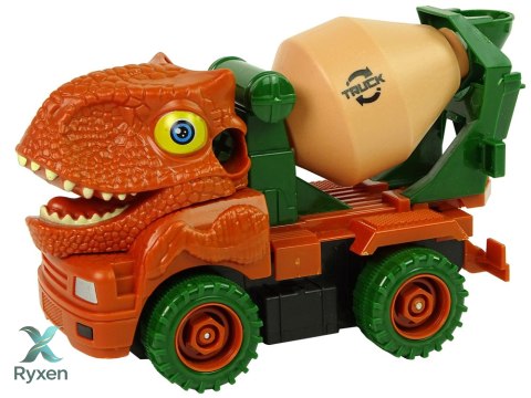 Ciężarówka Betoniarka Dinozaur do Rozkręcania Pomarańczowy Akcesoria LEAN TOYS
