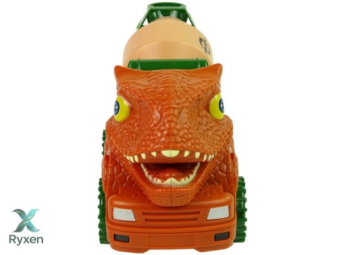 Ciężarówka Betoniarka Dinozaur do Rozkręcania Pomarańczowy Akcesoria LEAN TOYS