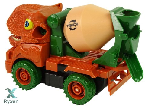 Ciężarówka Betoniarka Dinozaur do Rozkręcania Pomarańczowy Akcesoria LEAN TOYS