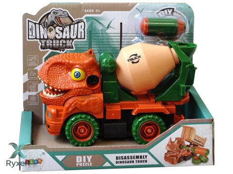 Ciężarówka Betoniarka Dinozaur do Rozkręcania Pomarańczowy Akcesoria LEAN TOYS