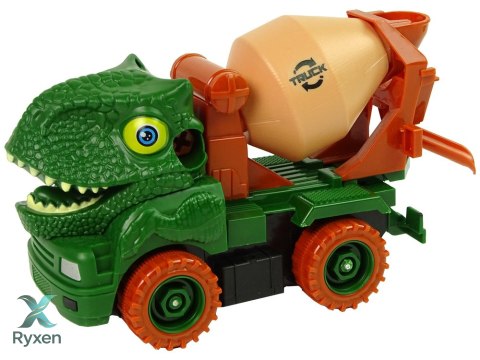 Ciężarówka Betoniarka Dinozaur do Rozkręcania Zielony Akcesoria LEAN TOYS