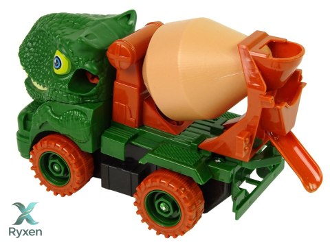 Ciężarówka Betoniarka Dinozaur do Rozkręcania Zielony Akcesoria LEAN TOYS