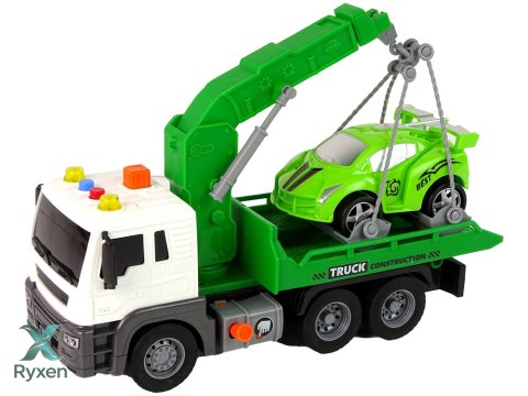 Ciężarówka Laweta Pomoc Drogowa Holownik 1:16 Zielona Dźwięk Światła LEAN TOYS