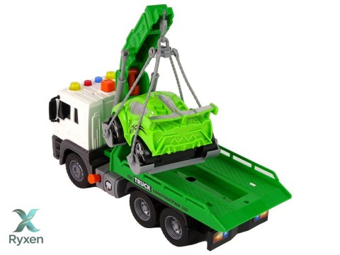 Ciężarówka Laweta Pomoc Drogowa Holownik 1:16 Zielona Dźwięk Światła LEAN TOYS