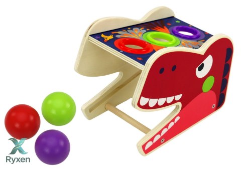 Dinozaur Wbijak Cymbałki 2w1 Drewniany Czerwony LEAN TOYS