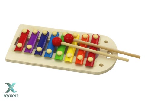 Dinozaur Wbijak Cymbałki 2w1 Drewniany Czerwony LEAN TOYS