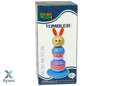 Drewniana Edukacyjna Piramidka Żaba Zielona Balansująca Wieża LEAN TOYS