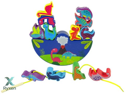 Drewniana Gra Dinosaur Balance Game Dinozaury Zręcznościowa LEAN TOYS