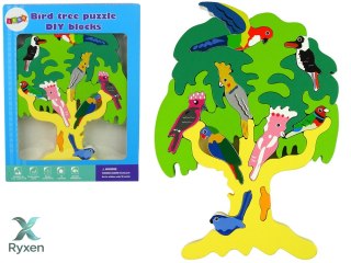 Drewniane Drzewo Ptaki Papugi DIY Klocki Drewniane Puzzle LEAN TOYS