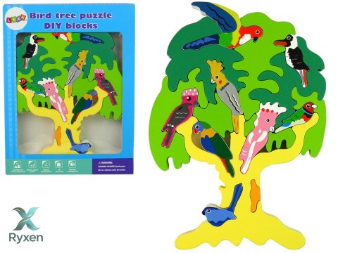 Drewniane Drzewo Ptaki Papugi DIY Klocki Drewniane Puzzle LEAN TOYS