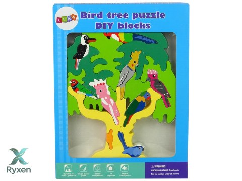 Drewniane Drzewo Ptaki Papugi DIY Klocki Drewniane Puzzle LEAN TOYS
