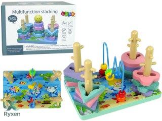 Drewniane Klocki Sorter Morski Świat Koraliki Edukacyjne LEAN TOYS