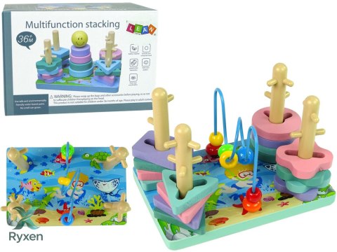 Drewniane Klocki Sorter Morski Świat Koraliki Edukacyjne LEAN TOYS