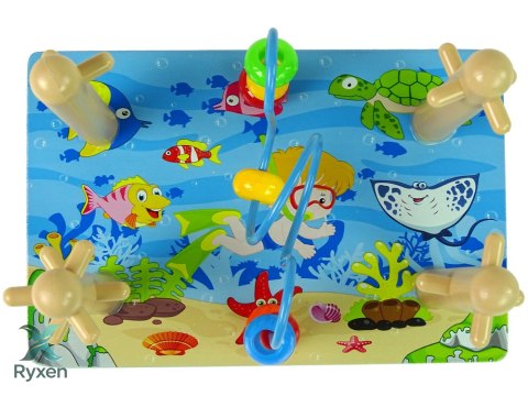Drewniane Klocki Sorter Morski Świat Koraliki Edukacyjne LEAN TOYS