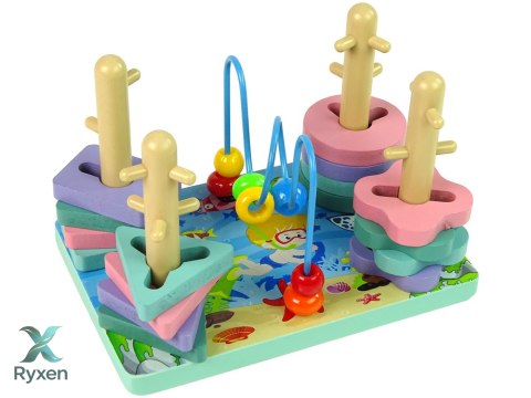 Drewniane Klocki Sorter Morski Świat Koraliki Edukacyjne LEAN TOYS