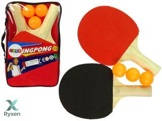 Drewniane Paletki Do Ping Ponga 3 Piłki Pokrowiec LEAN TOYS