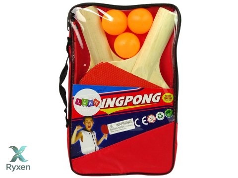 Drewniane Paletki Do Ping Ponga 3 Piłki Pokrowiec LEAN TOYS