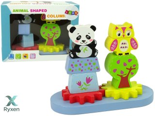 Drewniane Zwierzątka Sorter Sowa Panda Koła Zębate LEAN TOYS