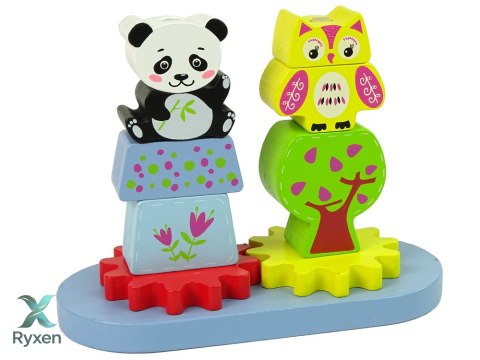 Drewniane Zwierzątka Sorter Sowa Panda Koła Zębate LEAN TOYS
