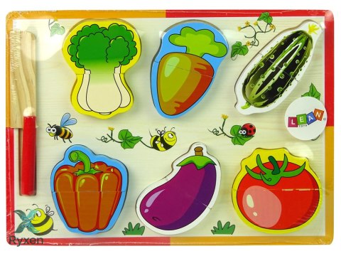 Drewniany Zestaw Warzyw Do Krojenia 6 Sztuk Pomidor Papryka Ogórek LEAN TOYS