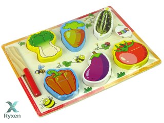 Drewniany Zestaw Warzyw Do Krojenia 6 Sztuk Pomidor Papryka Ogórek LEAN TOYS