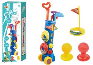 Duży Zestaw Do Gry W Golfa Mini Golf + Wózek Golfowy LEAN TOYS