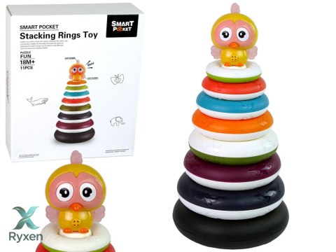 Edukacyjna Piramidka z Obręczami Kółka Kaczuszka LEAN TOYS