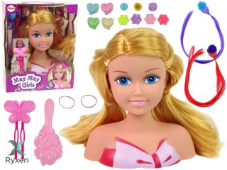 Głowa Lalki Akcesoria Koraliki Spinki Kolorowe Pasemka LEAN TOYS
