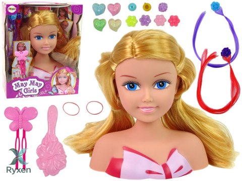 Głowa Lalki Akcesoria Koraliki Spinki Kolorowe Pasemka LEAN TOYS