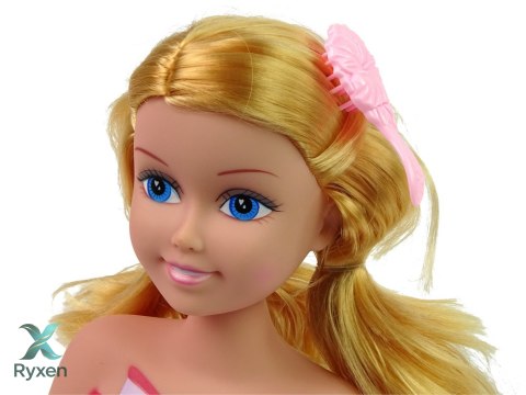 Głowa Lalki Akcesoria Koraliki Spinki Kolorowe Pasemka LEAN TOYS