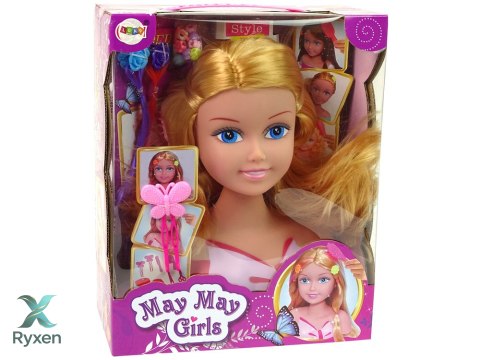 Głowa Lalki Akcesoria Koraliki Spinki Kolorowe Pasemka LEAN TOYS