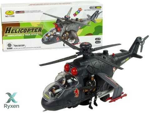 Helikopter Ogromne Skrzydła Światła Czarny Dźwięk Obraca Się LEAN TOYS