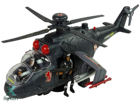 Helikopter Ogromne Skrzydła Światła Czarny Dźwięk Obraca Się LEAN TOYS